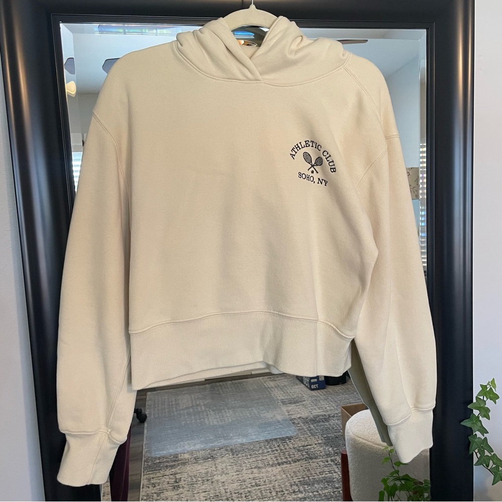 Abercrombie & Fitch Cream Athletic Hoodie